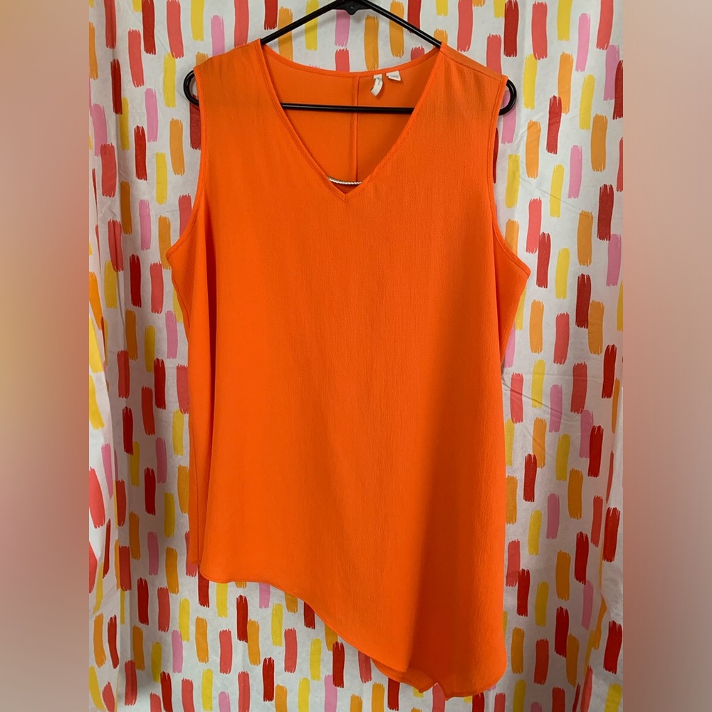 Cato asymmetrical, orange, sleeveless, v-neck tunic - Women’s 18/20W